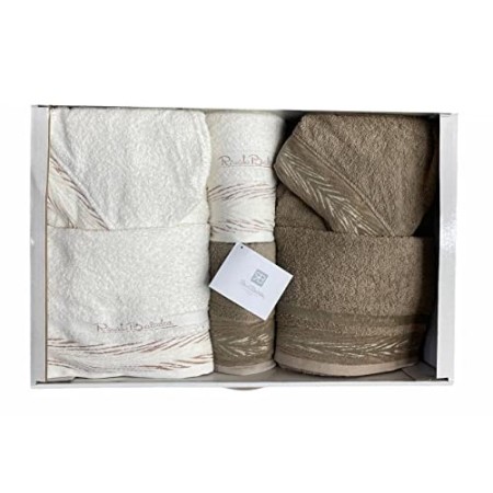 Renato Balestra Completo Bagno 6 pz MOD. Kenya Uomo&Donna Spugna di Cotone Q075 Beige-Biscotto
