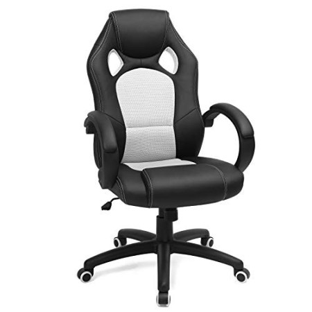 Songmics Poltrona Girevole da Ufficio, Direzionale, Ergonomica, Bianco