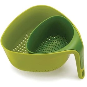 Joseph Joseph 2 scolapasta impilabili, plastica, verde, 23.5 x 22.1 x 13.3 cm