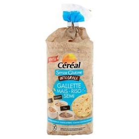 Céréal Gallette di Riso integrale, mais con Semi di chia, semi di lino, amaranto, Snack di riso integrale in tubo - 115 g