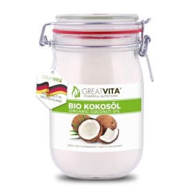 MeaVita Olio di Cocco Biologico Meavita, Vergine e Spremuto a Freddo, Confezione da 1 (1 X 1000 ml) in un Barattolo da Stiro