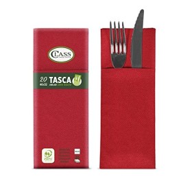 CLASS 10 C4032TA-110-PEFC Airlaid Tovagliolo Tasca Portaposate, Carta, Rosso, 40x32x0.8 cm, 20 unità