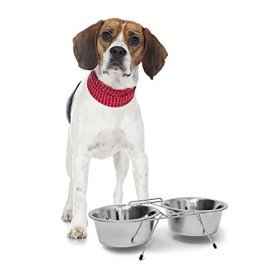 Relaxdays 10019115_395 Ciotole Rialzate per Cani in Acciaio Inox con Supporto, Scodella Doppia per Gatti in Set, 0,85 l Ciascuna