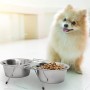 Relaxdays 10019115_395 Ciotole Rialzate per Cani in Acciaio Inox con Supporto, Scodella Doppia per Gatti in Set, 0,85 l Ciascuna