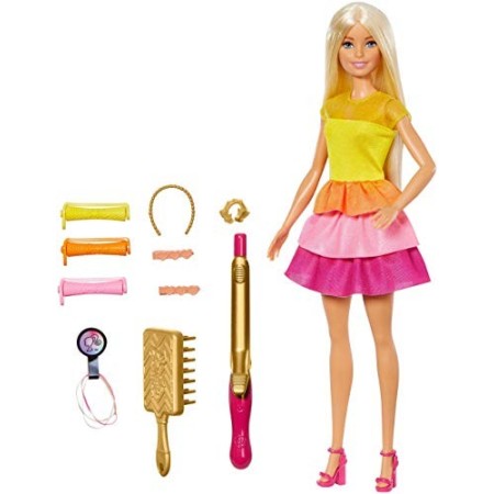 Barbie Ricci Perfetti, Bambola Bionda con Capelli Lunghi da Pettinare con Pettine, Bigodini e Accessori, Giocattolo per Bambini 