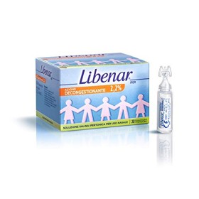 Libenar Iper Flaconcini Soluzione Fisiologica Salina, Ipertonica Decongestionante per Liberare e Detergere il Naso di Bambini e 