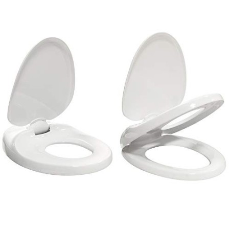 Sedile Wc Copri Water Tavoletta Vaso Universale Bianco Polipropilene PP Baby Family Sistema Soft Closing Bagno