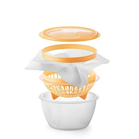 Tescoma 643120 Della Casa Set per Preparare Formaggi Cremosi, Plastica, Trasparente/Giallo