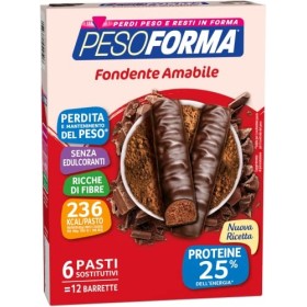 Pesoforma Barrette Cioccolato Fondente Amabile - Pasti sostitutivi dimagranti SOLO 237 Kcal - Ricco in proteine - 6 pasti