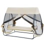 Outsunny Dondolo Letto da Giardino con Zanzariera caffè Chiaro, Dondolo Ribaltabile 3 Posti per Esterno e Balcone 240x140x197cm
