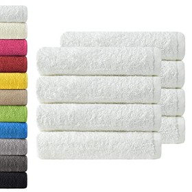 NatureMark 8 Asciugamani, 100% Cotone, Bianco, 50 x 100 cm, 8 unità
