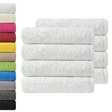 NatureMark 8 Asciugamani, 100% Cotone, Bianco, 50 x 100 cm, 8 unità