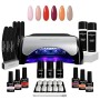 Kit Semipermanente Unghie Professionale • Set Manicure Completo 6 Smalti Primer Base Top Coat Lampada UV Led 48W Lime Remover 