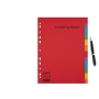 Esselte Divisori per Raccoglitori con 12 Tasti, Formato A4, Rosso/Multicolore, Cartoncino Robusto Riciclato, 100201