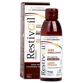 Restivoil Fisiologico Sebonormalizzante Olio-Shampoo per Cute Sensibile e per Capelli Normali e Grassi, Senza Agenti Schiumogeni