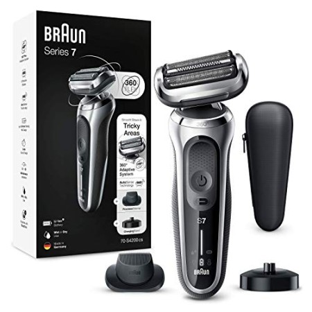 Braun Series 7 70-S4200cs Rasoio Elettrico Barba Senza Fili con Testina Completamente Flessibile, Base di Ricarica, Rifinitore d