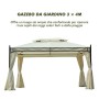 Outsunny Gazebo da Giardino 3x4m in Metallo con Doppio Tetto 4 Tende Laterali Crema
