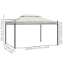 Outsunny Gazebo da Giardino 3x4m in Metallo con Doppio Tetto 4 Tende Laterali Crema