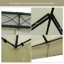 Outsunny Gazebo da Giardino 3x4m in Metallo con Doppio Tetto 4 Tende Laterali Crema