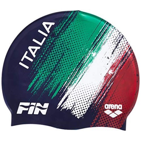 Arena Silicone cap Fin Italia, Cuffia Unisex Adulto, Navy White, Taglia Unica