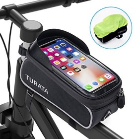 TURATA Bici Borse Bicicletta Telaio anteriore Borsa impermeabile Manubrio Ciclismo Top tubo Pannier Touch Screen Visiera solare 