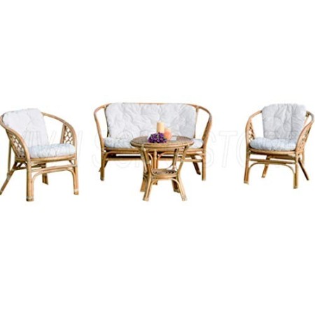 HOMEGARDEN Salotto in Rattan Completo di Cuscini Composto da 4 Pz