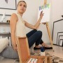 Relaxdays Valigetta Pittore, 22 pz,Set Disegno, Manichino, Tavolozza, Pennelli, Tela, Cavalletto, Colori,Legno, Tessuto, Acrilic