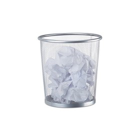 Relaxdays 10022505_55 Cestino Gettacarte in Metallo Rete Pattumiera Carta Portarifiuti da Tavolo Ø 23 cm alto 24 cm Argento