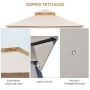 Outsunny Elegante Gazebo da Giardino con Tettuccio Traspirante Metallo e Poliestere 3x3M Beige