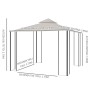 Outsunny Elegante Gazebo da Giardino con Tettuccio Traspirante Metallo e Poliestere 3x3M Beige