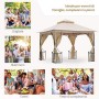 Outsunny Elegante Gazebo da Giardino con Tettuccio Traspirante Metallo e Poliestere 3x3M Beige