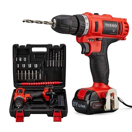 TEENO Avvitatore a Batteria 21V, 2 Velocità Trapano a Batteria, 1*Batterie al Litio 1.5Ah, Ricarica Rapida in 1 Ora, 20 Accesso