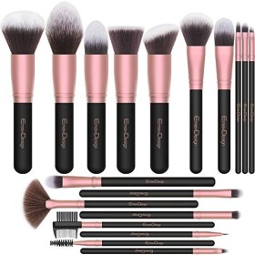 Pennelli Make Up EmaxDesign Set di 18 Pennelli per il Trucco Professionali fondotinta fard cipria creme liquido Spazzole Viso Om