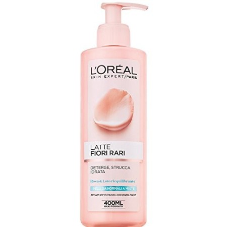 L'Oréal Paris Latte Struccante Fiori Rari, Strucca e Idrata la Pelle, per Pelli Normali e Miste, 400 ml