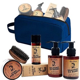 Kit Barba Uomo Renée Blanche - Set Composto da Shampoo, Balsamo, Olio, Cera e Spazzola Barba con setole in cinghiale rinforzato