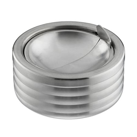 Relaxdays, Argento Posacenere Antivento, Coperchio Ribaltabile, per Interni e Esterni, Acciaio Inox, HxD: 5,5x11,5