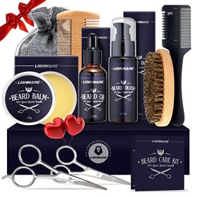 Kit Barba per Uomo Regalo di San Valentino Lionmane con Sacca Viaggio