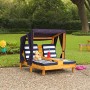 Kidkraft 524 - Doppia Sedia A Sdraio da Giardino, per Bambini, Legno, con Porta Tazze, Blu Scuro/Bianco, 92.96 x 86.36 x 88.9 cm