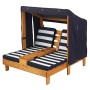 Kidkraft 524 - Doppia Sedia A Sdraio da Giardino, per Bambini, Legno, con Porta Tazze, Blu Scuro/Bianco, 92.96 x 86.36 x 88.9 cm