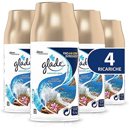 Glade Automatic Spray Ricarica, Fragranza Ocean Adventure, Formato Scorta, 1 Confezione da 4 x 269 ml