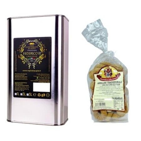 Voglia Di Puglia Olio Extravergine Di Oliva Italiano Latta 3 Litri Con Taralli Pugliesi In Omaggio