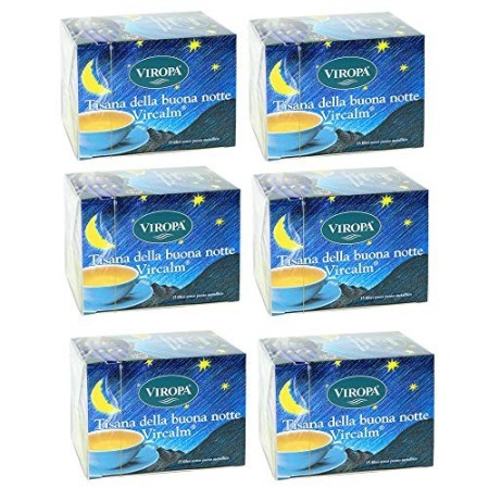 6x Viropa - Infuso della Buonanotte Vircalm - 15 filtri | Confezione da 6 x 15 filtri | Tisane ed infusi in filtro
