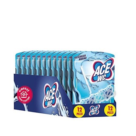ACE WC TAVOLETTA Freschezza Marina Schiuma Attiva Anticalcare, Formato Scorta, Cartone da 12 Pezzi