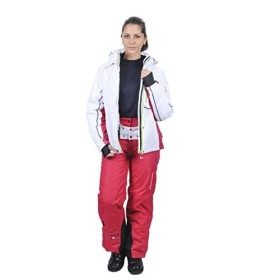 Peak Mountain Auline/Ya - Completo da Sci + Cintura da Neve + Manicotti, da Donna, Bianco (Blanc/fusina), XL