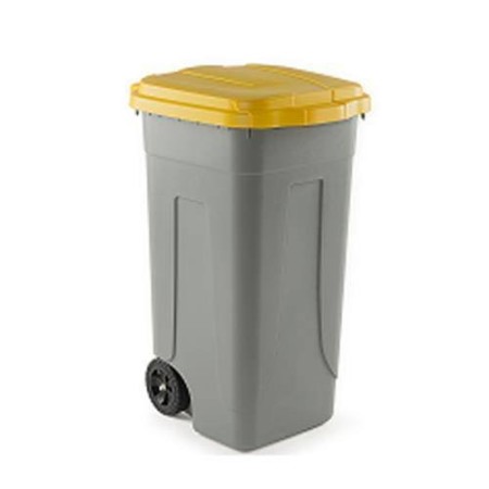 SSS Bidone Raccolta differenziata lt 100 Coperchio Spazzatura, Grigio/Giallo, Unica