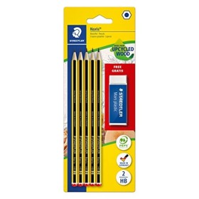 STAEDTLER matite Noris, confezione da 5 matite alta qualità di gradazione HB, con una gomma per cancellare Mars Plastic in omag