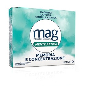 Mag Mente Attiva Integratore Alimentare per Riattivare Memoria e Concentrazione, a Base di Magnesio, Fosfoserina, Centella Asiat