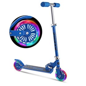 Hikole Monopattino per bambini con ruote con luce LED, monopattino regolabile in altezza per bambini e bambine, freno a parafang