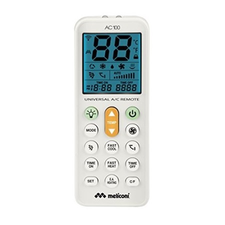 Meliconi AC 100 Telecomando Universale per Condizionatori/Climatizzatori Compatibile con la Maggior Parte dei Marchi, con Scherm