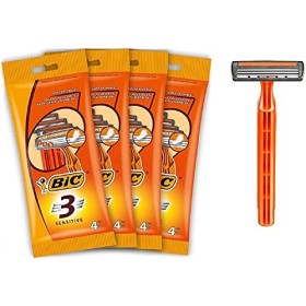 BIC RAZORS 3 Sensitive Rasoi Usa e Getta da Uomo, Confezione da 4 Pacchi a 4 Pezzi
